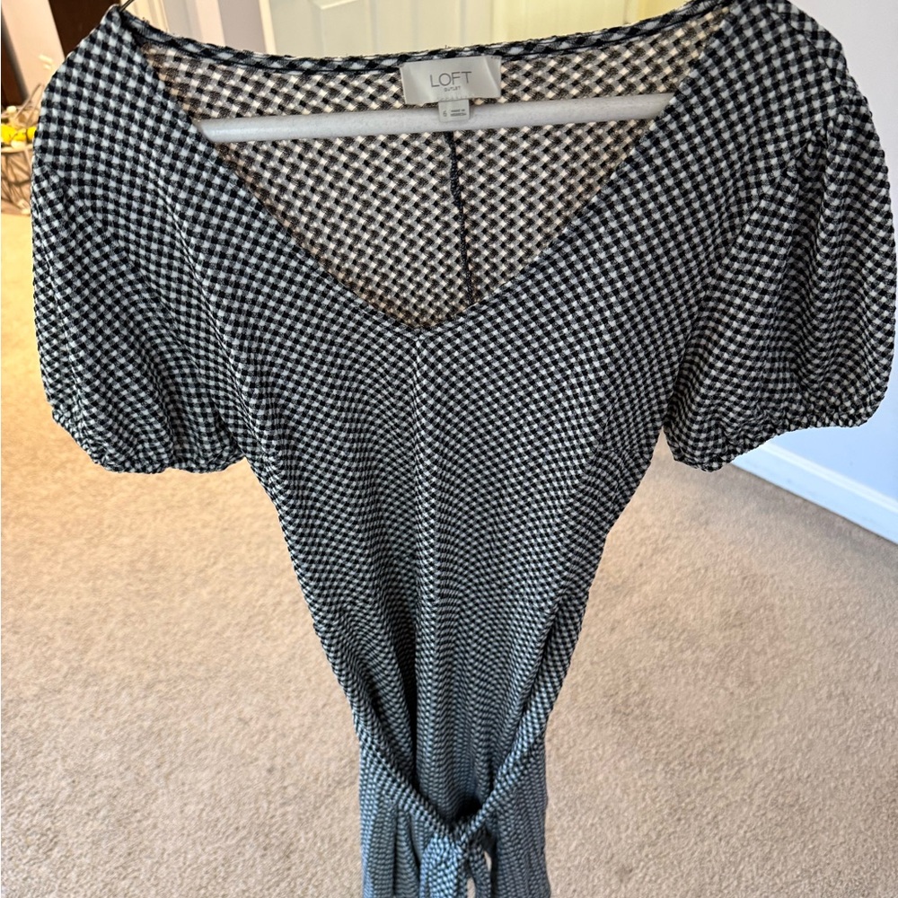 LOFT Black and White Houndstooth Dress